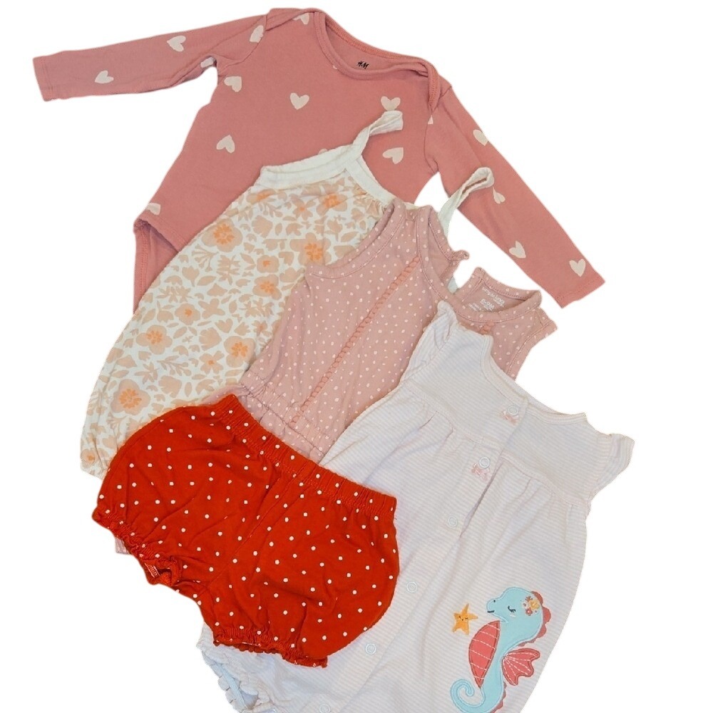 Infant Girls Pink Clothing Bundle 6-9‎ Months 100% Cotton Carters H&M Honest